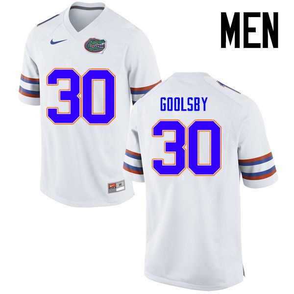 Men's NCAA Florida Gators DeAndre Goolsby #30 Stitched Authentic Nike White College Football Jersey YVK0765JK